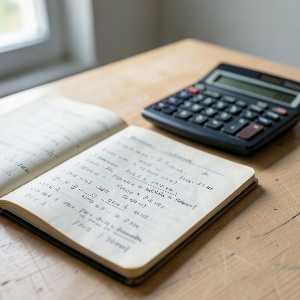 Notebook with handwritten mass balance equations