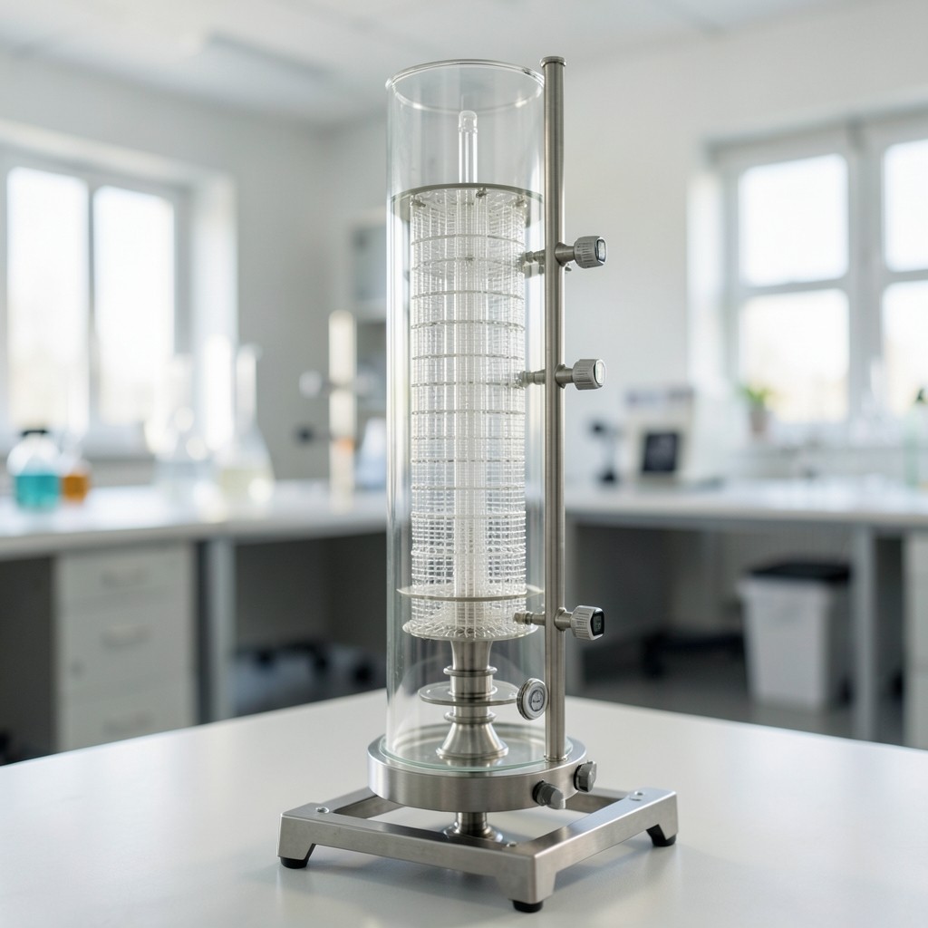 Glass distillation column used for teaching separations